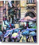 Umbrellas In Valleta Metal Print