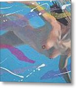 Underwater Swimmer Metal Print