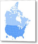 Usa And Canada Map Metal Print