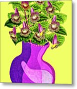 Vase Of Purple Flowers Metal Print