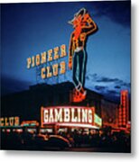 Vegas Vic Pioneer Club Casino 1950's At Dusk Full Metal Print