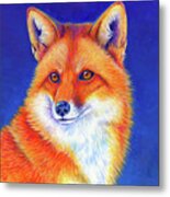 Vibrant Flame - Colorful Red Fox Metal Print
