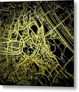 Vienna Map In Gold And Black Metal Print