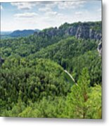 View Of The Amselgrund Valley And Towards The Bastei In Saxon Switzerland Metal Print