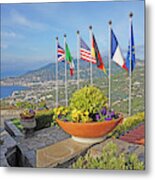 View Of Sorrento With Flags Metal Print