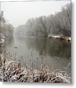 Viking Park Two-tone  -  Yahara River In Early Winter Near Stoughton Wi Metal Print