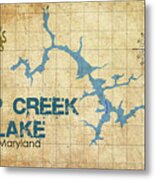 Vintage Deep Creek Lake Maryland Map Metal Print
