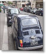 Vintage Fiat 500 Car Parked In Rue Marbeuf Near Avenue Des Champs-elysees In Paris In Spring Metal Print