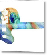 Vintage Guitar - Colorful Abstract Musical Instrument Metal Print