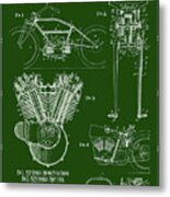 Vintage Harley Patents Print Green Metal Print