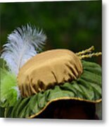 Vintage Hat With White Feather Metal Print