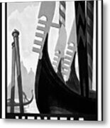Vintage Travel Poster Venice Italy Black And White Metal Print
