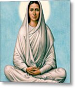 Virgin Mary Meditating On Blue Metal Print