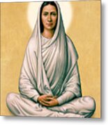 Virgin Mary Meditating On Gold Metal Print