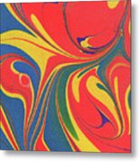 Vivid Bright Abstract Flower In Red Yellow Blue Ii Metal Print