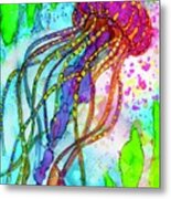 Vivid Jellyfish Painting Metal Print