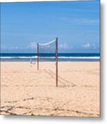 Volleyball Net On Nusa Dua Beach Metal Print