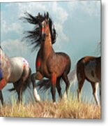 Warrior Horses In War Paint Metal Print