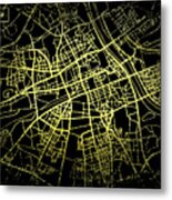 Warsaw Map In Gold And Black Metal Print