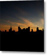 Warsaw Skyline Silhouette At Sunset Metal Print