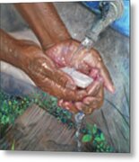 Washing Hands Metal Print