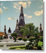 Wat Arun_vew Through Park_bangkok, Thailand Metal Print