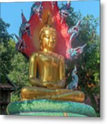Wat Burapa Buddha Image On Naga Throne Dthu1397 Metal Print