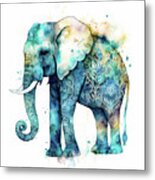 Watercolor Animal 71 Elephant Metal Print