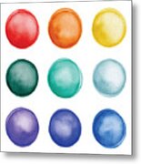 Watercolor Colorful Dots Set Metal Print