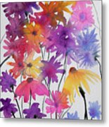Watercolor - Colorful Garden Blooms Metal Print