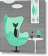 Egg Chair In Aqua Nd Gray Metal Print