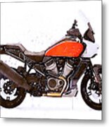 Watercolor Harley-davidson Pan America - Oryginal Artwork By Vart. Metal Print