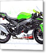 Watercolor Kawasaki Ninja Zx10r Motorcycle - Oryginal Artwork By Vart. Metal Print