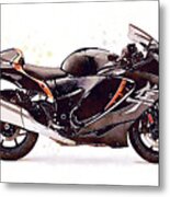 Watercolor Suzuki Hayabusa Gsx 1300r Motorcycle - Oryginal Artwork By Vart. Metal Print