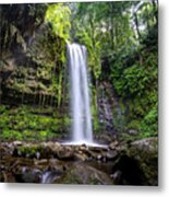 Waterfall In Green Forest, Mahua Tambunan. Metal Print