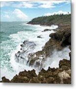 Waterfall Waves At Parque Nacional Cerro Gordo, Puerto Rico Metal Print