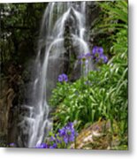 Waterfall With Flowers Metal Print