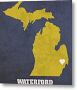 Waterford Michigan City Map Founded 1834 University Of Michigan Color Palette Metal Print