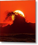Wave Crashing At Sunset In Oceanside Metal Print