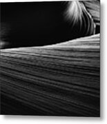 Wavy Layers Of Antelope Canyon - Black And White Metal Print