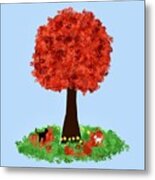 We Will Meet Under The Red Tree Metal Print