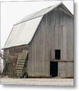 Weathered Barn In The Fog Metal Print