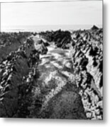 Welcombe Mouth Beach North Devon South West Coast Path Black And White 4 Metal Print