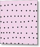 Whimsical Black Polka Dots On Pink Metal Print