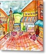 Whimsical Piazza In Tuscany Italy Metal Print