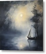 Whispering Waters - Black And White Lakehouse Art Metal Print