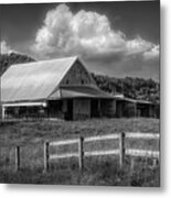 White And Black Barn In The Countryside Metal Print