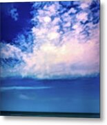 White And Pink Clouds Over The Ocean Metal Print