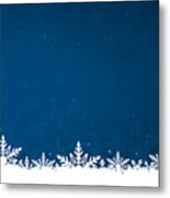 White Colored Snow And Snowflakes At The Bottom Of A Dark Blue Horizontal Christmas Background Vector Illustration Metal Print