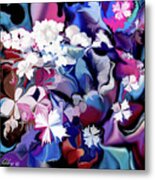 White Flowers And Blues Metal Print